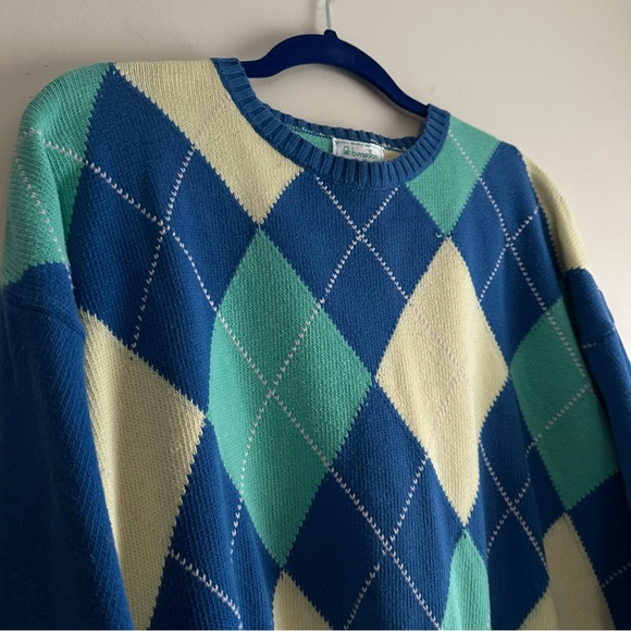 Vintage 80s Benetton Argyle Pattern Sweater - Picture 3 of 6